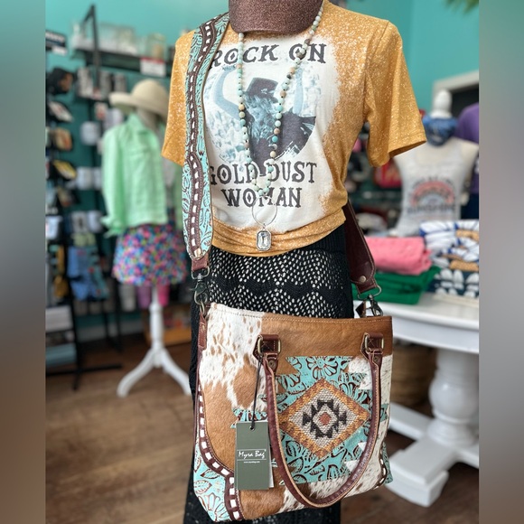 MYRA BAGS AZURE PATTERNED LEATHER & HAIRON BAG - Picture 6 of 6